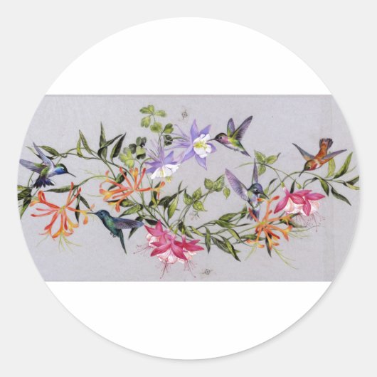 ハミングバード花びらラップのまわりに- ラウンドシール (正面)