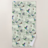 ハミングバード花ビーチタオル – あなたの色 ビーチタオル (正面)