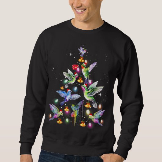 ハミングバード衣服サンタクリスマスツリー照明Ugl スウェットシャツ (正面)