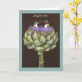 ハミングバード記念日カード カード (黄色い花)