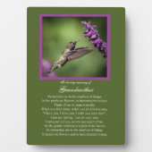 ハミングバード詩を書いた祖母の記念碑 フォトプラーク (正面)