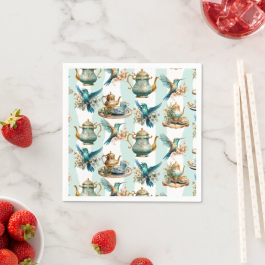 ハミングバード誕生日ティーパーティー スタンダードカクテルナプキン (インサイチュ)