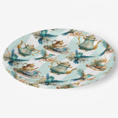 ハミングバード誕生日ティーパーティー ペーパープレート (アングル)