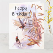 ハミングバード誕生日ビッググリーティングカード カード (黄色い花)