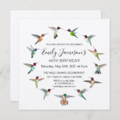 ハミングバード誕生日招待状 招待状 (正面/裏面)