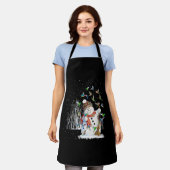 ハミングバード雪だるまメリークリスマス エプロン (着用した状態)