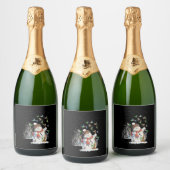 ハミングバード雪だるまメリークリスマス スパークリングワインラベル (ボトル)