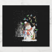 ハミングバード雪だるまメリークリスマス スパークリングワインラベル (シングルラベル)