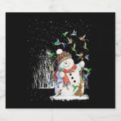 ハミングバード雪だるまメリークリスマス スパークリングワインラベル (シングルラベル)