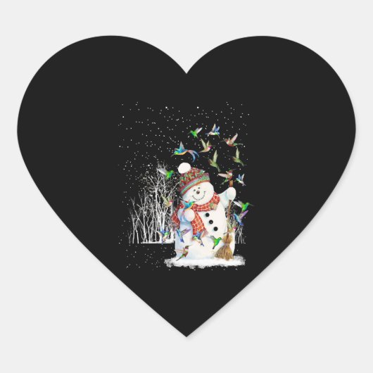ハミングバード雪だるまメリークリスマス ハートシール (正面)