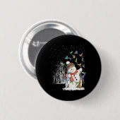 ハミングバード雪だるまメリークリスマス 缶バッジ (正面&裏面)
