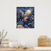 ハミングバード風光明媚な南西部の夜 ポスター (キッチン)