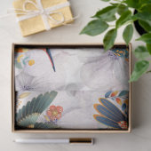 ハミングバード飛行中のフローラ背景 薄葉紙 (ギフト)