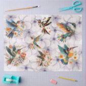 ハミングバード飛行中のフローラ背景 薄葉紙 (クラフト)