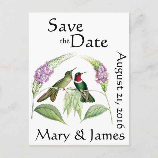 ハミングバード鳥野生動物の花は日付を保存 案内ポストカード (正面)