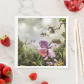 ハミングバード2羽とピンクの蘭 (インサイチュ)