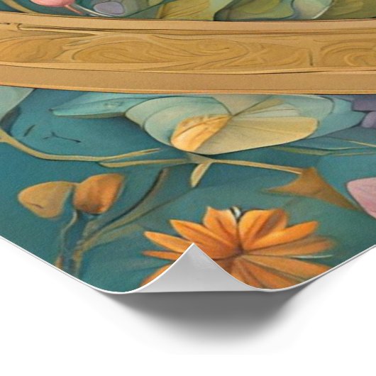 ハミングバード5'ラウンドエリアラグ ポスター (角)