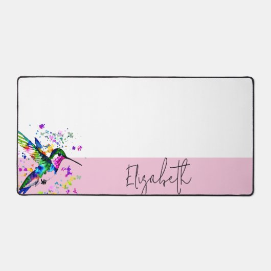 ハミングバード（ばちゃばちゃ）跳ねる パーソナライズされた デスクマット (正面)