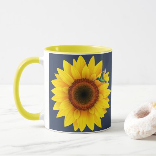 ハミングバード&ひまわり マグカップ (ドーナツ)