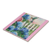 ハミングバード&アジサイ花飾りタイル タイル (側面)