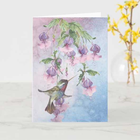 ハミングバード カード (黄色い花)