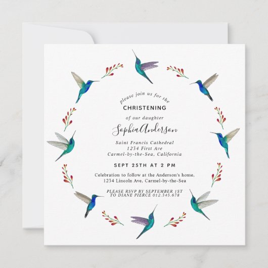 ハミングバード《キリスト教》洗礼式や命名式 案内状 (正面)