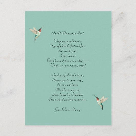 ハミングバード&ジョンバンスチェニー引用文 ポストカード (正面)