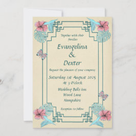 ハミングバード&ハイビスカス – 結婚式招待状 招待状