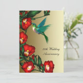 ハミングバード ヒビスカス ゴールド 50周年結婚記念日 招待状 (スタンド正面)