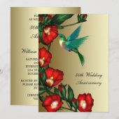 ハミングバード ヒビスカス ゴールド 50周年記念結婚式 招待状 (正面/裏面)