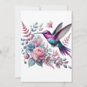 ハミングバード&ピンク開花ガールバースデーパーティー 招待状 (裏面)