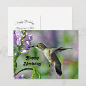 ハミングバード ピンク フラワーの野生生物写真 誕生日 ポストカード (正面/裏面)