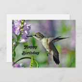 ハミングバード ピンク 花の野生生物写真 誕生日 ポストカード (正面/裏面)