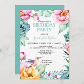 ハミングバード ボーホー ブライダルシャワー 招待状 (正面/裏面)