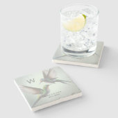 ハミングバード モノグラム 名前を追加 ストーンコースター (横)