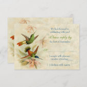 ハミングバード ヴィンテージ フラワー ウェディング RSVP 返信 (正面/裏面)