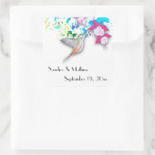 ハミングバード&明るい赤紫色パーソナライズされたス結婚ステッカー スクエアシール (バッグ)