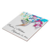 ハミングバード&明るい赤紫色結婚ズTrivet/Coaster タイル (側面)