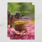 ハミングバード《植物》百日草フラワーロマン結婚ティーズ 招待状 (正面/裏面)