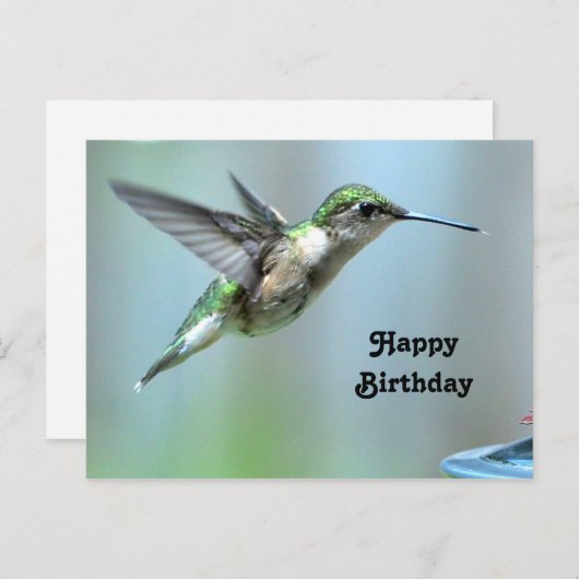 ハミングバード 緑の飛行 写真 ワイルドライフ 誕生日 ポストカード (正面/裏面)