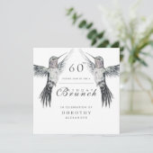 ハミングバード 黒と白 ANY 誕生日 ブランチ 招待状 (スタンド正面)