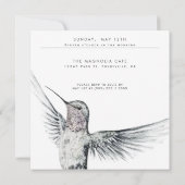 ハミングバード 黒と白 ANY 誕生日 ブランチ 招待状 (裏面)