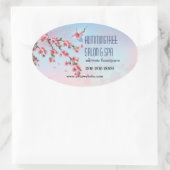 ハミングバードinさくらんぼ花ズプロモーション 楕円形シール (バッグ)