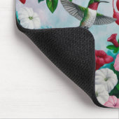 ハミングバードin明るい赤紫色フラワーガーデン マウスパッド (コーナー)