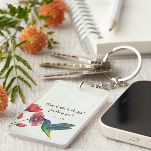 ハミングバ考えードで宗教的な花 キーホルダー (正面右)