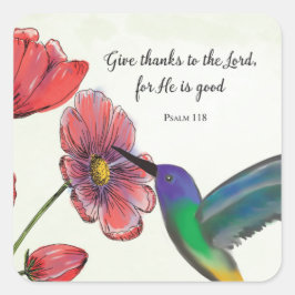 ハミングバ考えードで宗教的な花 スクエアシール