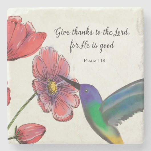 ハミングバ考えードで宗教的な花 ストーンコースター (正面)