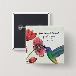 ハミングバ考えードで宗教的な花 缶バッジ