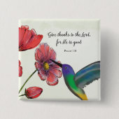 ハミングバ考えードで宗教的な花 缶バッジ (正面)