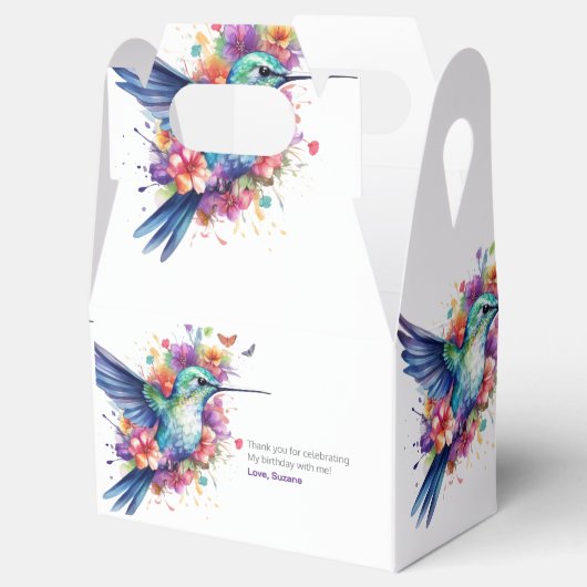 ハミングバ魅力的ードフローラブーケ誕生日パーティー フェイバーボックス (オープン)